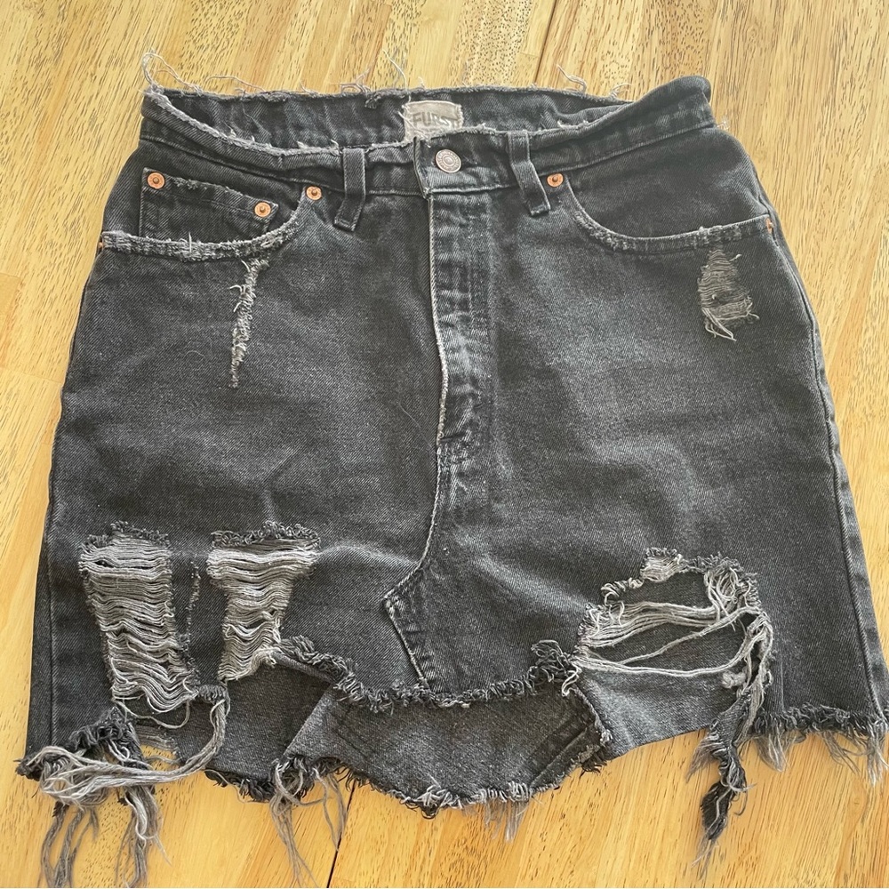 LEVIS x LF FURST OF A KIND DISTRESSED VINTAGE DENIM SKIRT